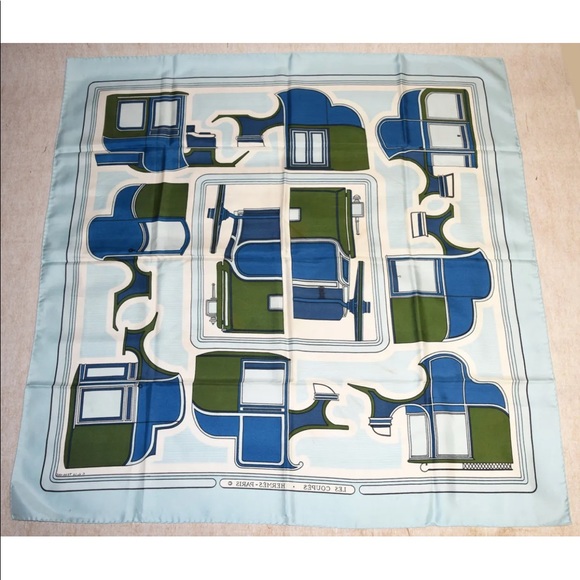 HERMES SCARF LE COUPES VINTAGE HERMES SCARF F. de la PERRIERE - Picture 2 of 14